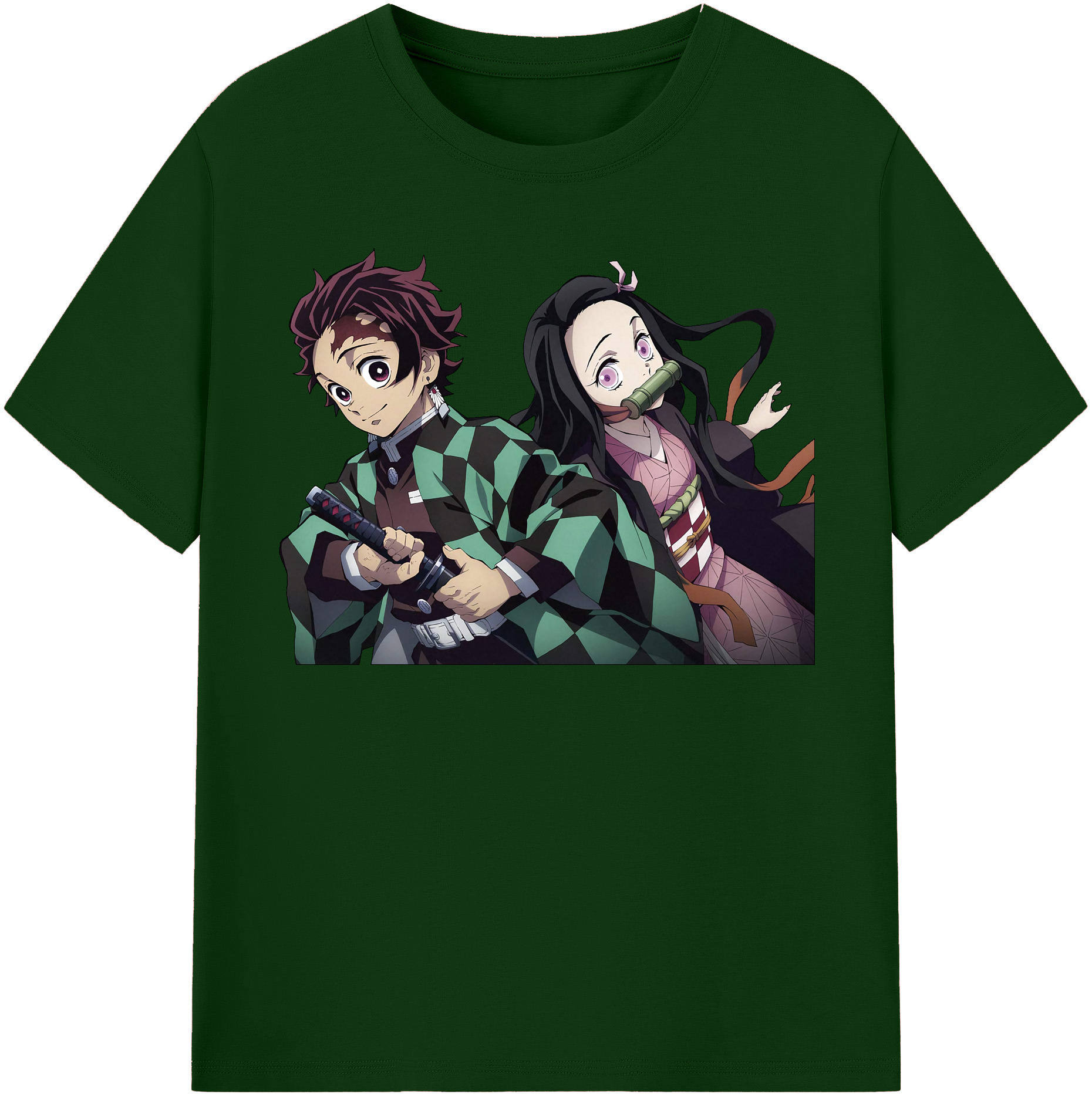 （画像用） 鬼滅の刃（きめつのやいば）竈門 禰󠄀豆子／かまど ねずこ Kamado Nezuko 綿100％半袖Tシャツ（フロントプリント）